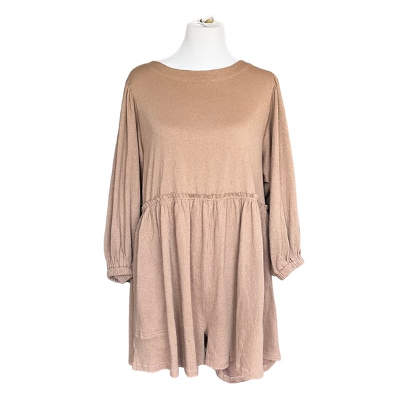 Aemi + Co Worth The Wait Kyle Romper Women’s Large Mocha Brown - Picture 2 of 7